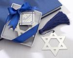 shalom silver metal star of david bookmark with elegant blue tassel